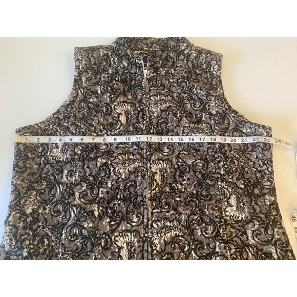 Basic Editions Corduroy Paisly Vest in black and white, XL - Picture 6 of 9